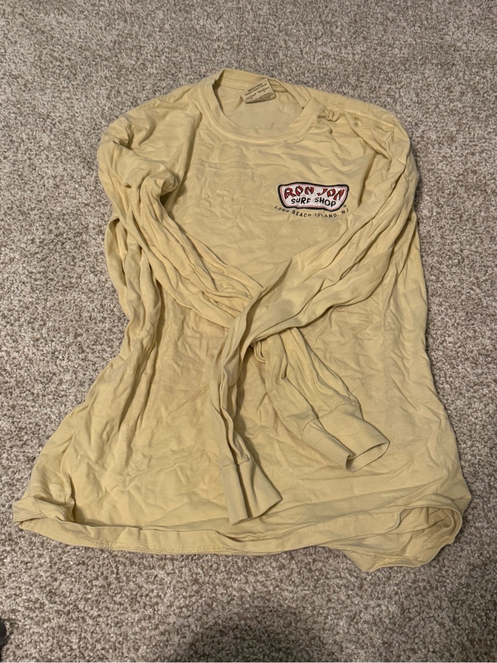 Ron Jon Long-Sleeve Surf Tee in Pale Yellow